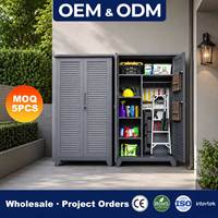 Armoire de rangement en acier avec étagères réglables et portes à persiennes pour buanderie, garage, organisation des produits de nettoyage