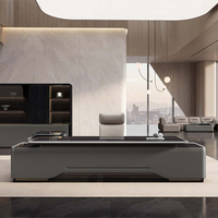 Chaise de bureau laquée mate, bureau de direction, bureau du président, couleur noire, design minimaliste haut de gamme, bureau de bureau moderne