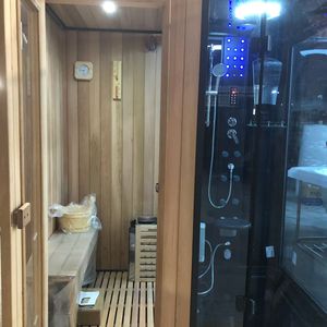 Sala de vapor de Sauna <span class=keywords><strong>interior</strong></span> infrarroja <span class=keywords><strong>para</strong></span> 2 personas de diseño moderno, nuevo gabinete de madera con Hemlock, infrarrojo lejano <span class=keywords><strong>para</strong></span> la salud <span class=keywords><strong>para</strong></span> uso en apartamentos - Product Image 4