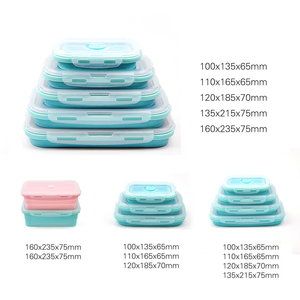 350ML Silicone <span class=keywords><strong>Rectangle</strong></span> Pliable Conteneur De Stockage Pliable Ensemble Conteneur Alimentaire Chauffable avec Faible quantité minimale de commande Drop Shipping Boîte À Lunch - Product Image 6