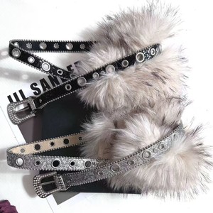 <span class=keywords><strong>Ceinture</strong></span> pour <span class=keywords><strong>femme</strong></span> en fourrure <span class=keywords><strong>argentée</strong></span> ornée de strass, <span class=keywords><strong>ceinture</strong></span> brillante en peluche, nouvelle <span class=keywords><strong>ceinture</strong></span> tendance Y2K polyvalente avec boucle à ardillon et œillets - Product Image 1