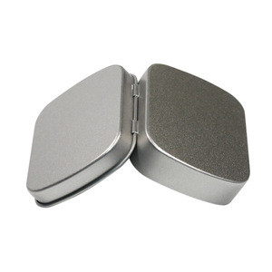 Caja de lata vacía de plata satinada con tapa bisagras, caja de lata de menta vacía con cubierta con bisagras, venta al por mayor - Product Image 4