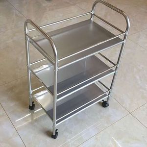 High-quality Modern Stainless Steel Beauty Salon Trolley Two <b>Shelves</b> Two Drawers 4-Wheel for Beauty Salons Bathrooms Bedrooms - Product Image 1