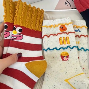 <span class=keywords><strong>Chaussettes</strong></span> à frites amusantes à texture 3D Conception personnalisée Tricot décontracté Mignonnes filles Coton Confortable Respirant Mid Tube <span class=keywords><strong>Chaussettes</strong></span> - Product Image 4