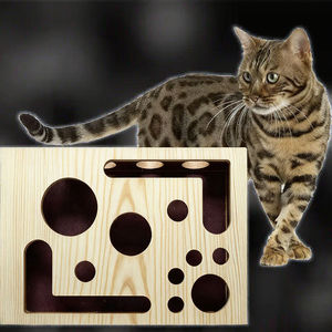 Boîte d'enrichissement et de grattage pour chat en bois, alternative aux coupe-ongles et aux meuleuses, emballage carton en papier de verre pour chats d'intérieur - Product Image 3