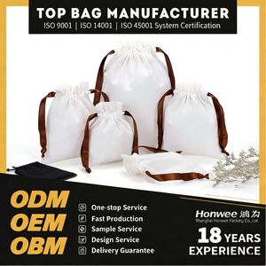 Bolsa <span class=keywords><strong>de</strong></span> Lona <span class=keywords><strong>de</strong></span> Algodón con Cordón Doble y Logotipo Personalizado Honwee, Bolsa para Zapatos con Cordón - Product Image 6