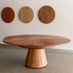 Hiện đại phong cách mới rắn gỗ tròn bàn ăn thiết lập có thể điều chỉnh đồ nội thất nhà cho khách sạn căn hộ phòng ăn Tính năng mở rộng - Product Image 2