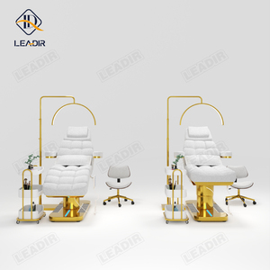 Luxe gouden beauty <span class=keywords><strong>salon</strong></span> elektrisch verstelbare massagetafel met 3 motoren, gezichts- en wimpertafel, salonmeubilair - Product Image 4