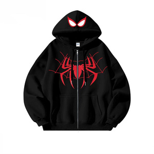 Unisex Casual Gwen Spider Hoodie 1.1 Print Pattern Spring Autumn Jacket High Street Style XL Hooded Zipper Hoodie Loose Fit