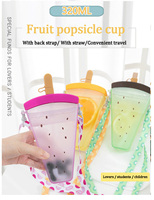 Bouteille d'eau en plastique, ml, mignon, pastèque, crème glacée, avec pailles, Anti-chute, tasse à glace, Portable, pour Sports de plein air