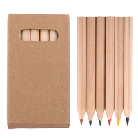 Crayons de couleur miniatures 6 couleurs, bois naturel, hexagonaux, non toxiques, boîte kraft, cadeau de fête, promotionnel, logo personnalisé, écologique