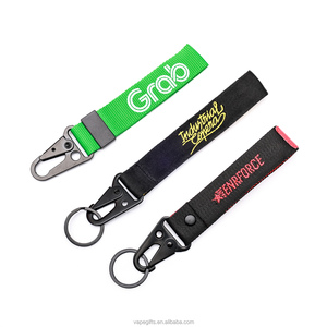Custom Logo Printed Polyester Wrist Keychain Lanyard Short Carabiner Lanyard for Motorcycle Car Promotional Keychains Carabiners