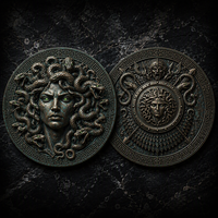 Pièce de monnaie commémorative personnalisée 3D en relief de la Méduse Gorgone, en bronze antique, sur le thème de la mythologie grecque, pièce de défi pour cadeau de luxe