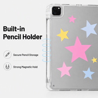 Étui pour tablette Y-Fold Trifold Support iPad Pastel Star Pattern Clear PC Back Flexible TPU Bumper 30 °   65 °   Support de Clavier avec Housse de Protection