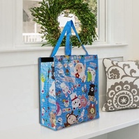 Grand sac isotherme isolé en bleu à imprimé dessin animé mignon personnalisé sac à provisions tissé PP réutilisable pour le stockage des aliments