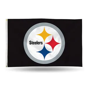 Direct delivery wholesale 3x5ft outdoor polyester NFL pittsburgh steelers flag with Grommets custom design flag of all teams