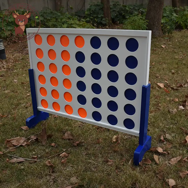 Children outdoor version wooden yard game large giant connect 4 four game with balls