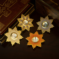 Reliquaire Orthodoxe en Forme d'Étoile HT, Chambre Scellée, Alliage de Zinc Plaqué Or, Article de Rangement de Reliques Liturgiques Religieuses, Contenant de Reliques
