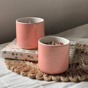 Frascos de Cerámica Mate con Tapa para Velas, Diseño Cilíndrico Moderno para Fragancias del Hogar y Manualidades - Product Image 3