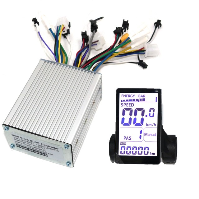 Dual Drive 6MOSFET 48/60V 1000W (500W * 2) Brushless DC Electric Scooter Controller+M5 LCD Set