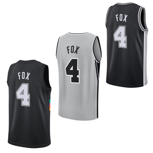 San Antonio pour hommes 2025 # 4 Maillots de basket personnalisés Fox, chemises brodées, uniformes pour jeunes - Product Image 1