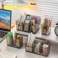 Organisateur de bureau moderne et minimaliste en acrylique transparent avec compartiments pour stylos et rangement de papeterie