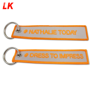 Porte-clés en tissu brodé avec logo, vente en gros, étiquettes de <span class=keywords><strong>vol</strong></span> de fournisseur personnalisées avec logo personnalisé - Product Image 3
