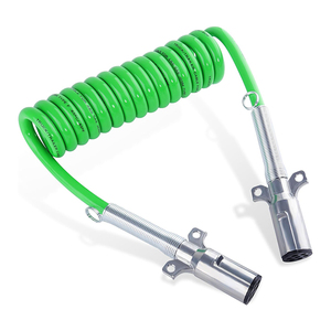 Heavy Duty 13.5 FT ABS 7 Pin ANTHEM Green Electrical Power Cable Coil Pigtail Power Cord for Semi Trucks <b>Trailers</b> <b>Tractors</b> - Product Image 1