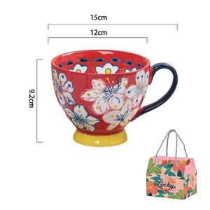 Taza de café de cerámica Retro 401 500ml, taza de café Espresso de estilo japonés <span class=keywords><strong>con</strong></span> platillo, porcelana hecha a mano para el hogar y la Oficina - Product Image 6