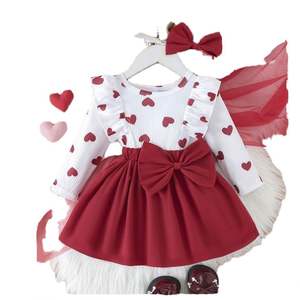 Abito Casual Naturale per Bambina per San Valentino, Vestito a Maglia a Maniche Lunghe <span class=keywords><strong>con</strong></span> Gonna in <span class=keywords><strong>Tulle</strong></span> a Cuore, Abbigliamento Estivo - Product Image 2