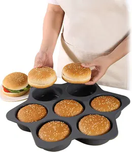 Cetakan Roti Panggang Silikon Cetakan Roti Burger Alat Pemanggang Cetakan Hamburger Silikon