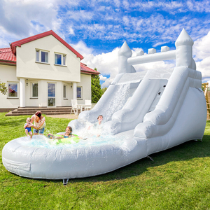 Toboggan aquatique gonflable blanc à une voie avec grande piscine pour l'intérieur et l'extérieur, idéal pour le plaisir estival et les rassemblements - Product Image 2