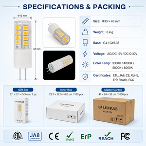 Ampoules en céramique G4 à 360 degrés, 2,5 W, 250-300 LM, AC DC 12 V, ETL CE RoHS, 15 000 h, garantie de 2 ans pour l'éclairage intérieur - Product Image 6