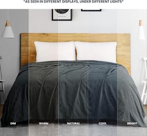 <strong>Utopia</strong> <strong>Bedding</strong> Smoke Gray 100% Cotton Dobby Weave Modern Blanket [Queen Size 90x90 Inch] 350GSM Lightweight Soft Breathable - Product Image 5