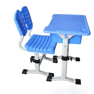 Escritorio y silla de estudio para estudiantes de escuela de plástico moderno primario de altura ajustable