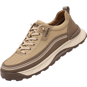 Men's Leather Platform Casual Sneakers, Quick-Lace Fashion <b>Chunky</b> Walking Shoes for Daily Wear - Product Image 2