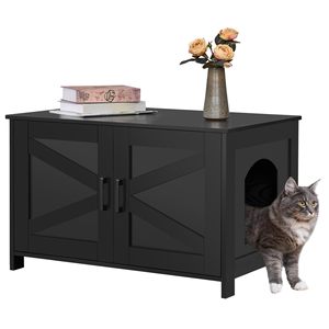 Porte de grange en bois de style ferme, personnalisée en usine, OEM ODM, couleur sur mesure, surface imperméable, anti-chien, pour condo spacieux avec litière cachée - Product Image 1
