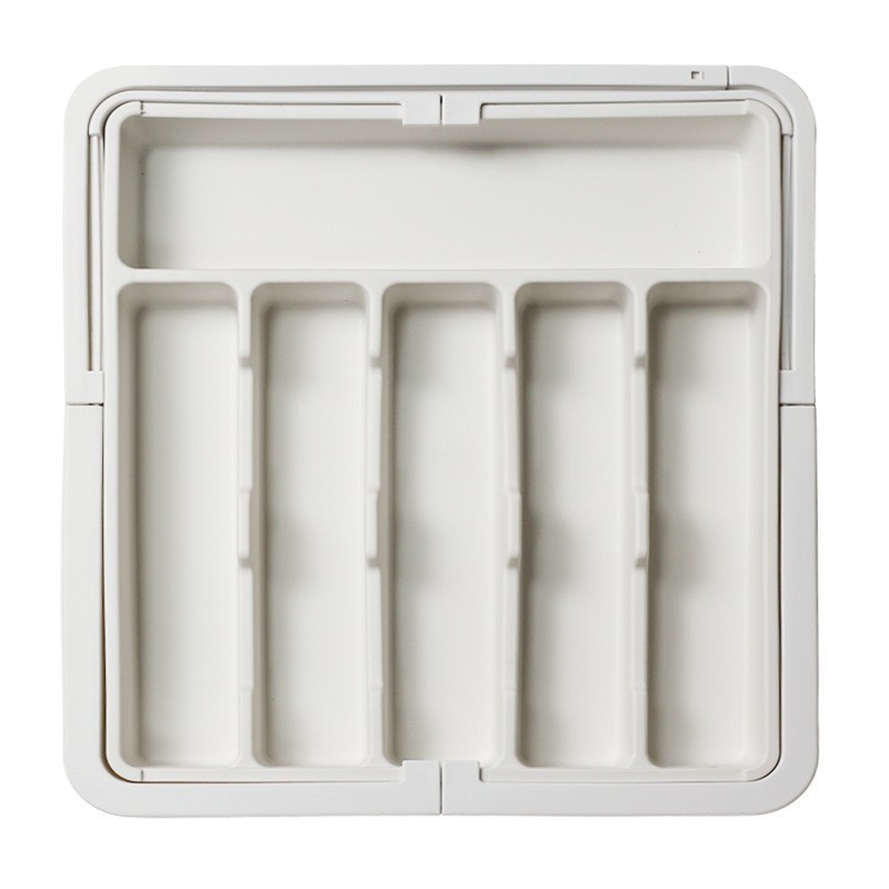 Blanc (Boîte de rangement extensible à trois côtés pour couteaux et fourchettes)