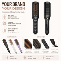 Peine Eléctrico de Nylon Torlin con 5 Ajustes de Temperatura, Pantalla Digital, Calentamiento PTC Antiestático y Apagado Automático de 60 Minutos para el Cabello