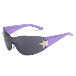 Lunettes de soleil <span class=keywords><strong>H2K</strong></span> unisexes pour adultes avec protection UV400, monture sans bords rose, verres PC, couleurs blanc et rouge, style futuriste, usage extérieur - Product Image 3