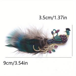 Broche de Pluma de Pavo Real de Imitación, Elegante, de Lujo Ligero y a la Moda - Product Image 4