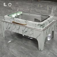 Chauffe-Plat à Gaz 9L en Acier Inoxydable Vert Motif Marbre pour Buffets, Réceptions et Banquets