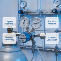 Régulateur de pression d'oxygène en acier inoxydable pour gaz de haute pureté, pour le contrôle des gaz industriels, pour régulateur de pression de gaz GPL et d'hélium