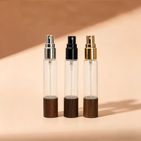 Flacon en verre de luxe 10 ml à double tête avec bouchon en bois de noyer, flacon rechargeable 2-en-1 à bille et vaporisateur à brume fine pour parfum et huile essentielle