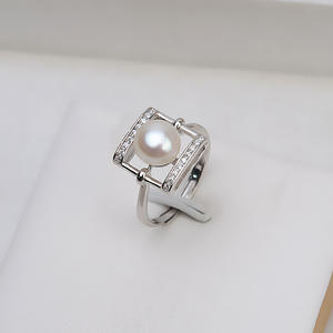 Anneau de cheveux féminin en argent S925, carré ouvert, avec 8-9 perles, bijoux DIY, accessoires avec plateau vide, collection Tide 1516 - Product Image 1