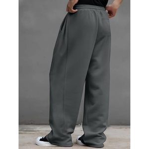 FOXA <b>Mens</b> Baggy Pants Drawstring <b>Stretch</b> Loose Fit Wide Leg Streetwear Pants With Pockets - Product Image 3