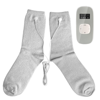 Chaussettes électrodes TENS/EMS Konmed KM407 en fibre argentée conductrice, contrôle manuel filaire, antibactériennes, antidérapantes, CE, massage