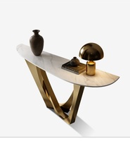 Nouvelle arrivée, table console moderne de luxe en acier inoxydable, plateau en marbre design, table d'entrée haut de gamme, meubles de salon