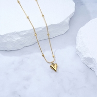 Collier en chaîne de serpent perlée en acier inoxydable FANKE, plaqué or, avec petit pendentif cœur pour femme