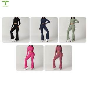 Vrouwen Lange Mouwen Top Flare Leggings Sets Voor Vrouwen Flare Yoga Leggings Hoge Taille Legginigs - Product Image 6
